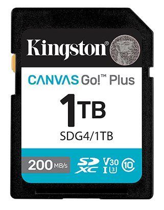 כרטיס זיכרון Kingston Canvas Go Plus Gen4 SDXC בנפח 1TB במהירות 200MB/s (C10 UHS-I U3 V30)