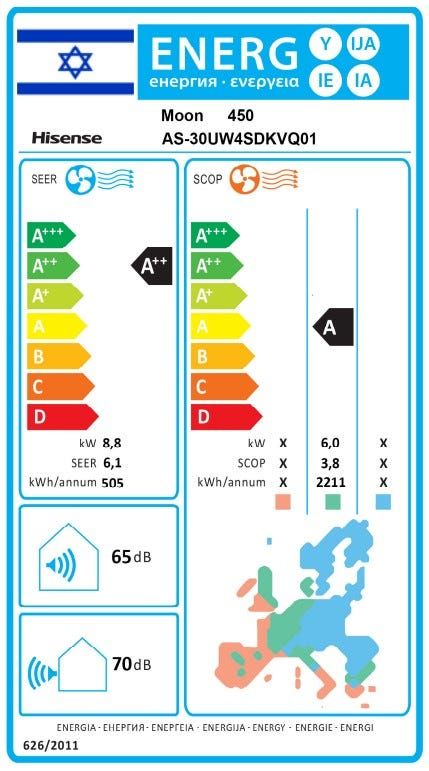 מזגן עילי Hisense Inverter Moon 450