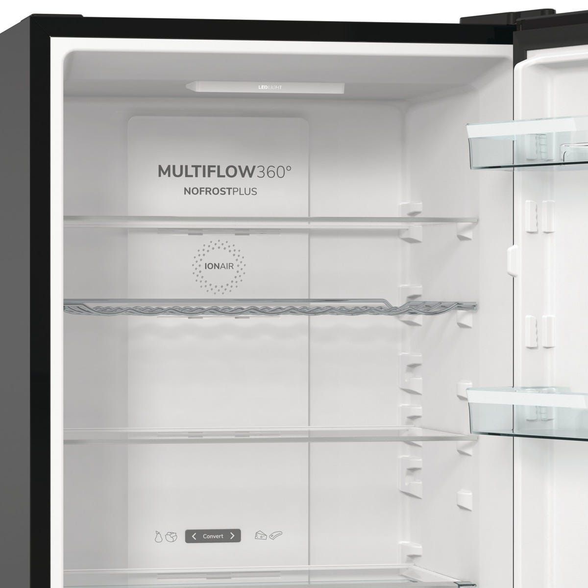 מקרר 2 דלתות gorenje  מקפיא תחתון 329 ליטר בגימור שחור מטאלי דגם NRK619EABXL4