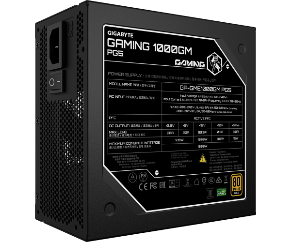 ספק כוח GIGABYTE GME1000GM PG5 1000W Gold Fully Modular