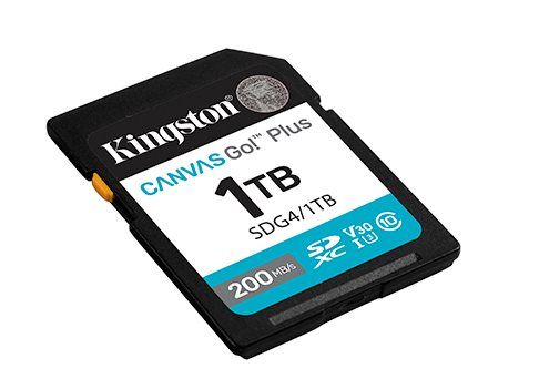 כרטיס זיכרון Kingston Canvas Go Plus Gen4 SDXC בנפח 1TB במהירות 200MB/s (C10 UHS-I U3 V30)