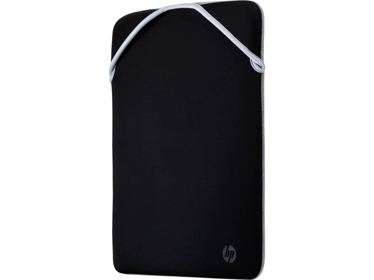 נרתיק מעטפה הפיך למחשב נייד HP – מתאים למסכים עד 14" – שחור וכסוף – משקל 0.16 ק"ג
