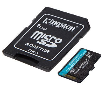 כרטיס זיכרון Kingston Canvas Go Plus G4 microSDXC בנפח 1TB במהירות 200MB/s (A2 U3 V30) כולל מתאם