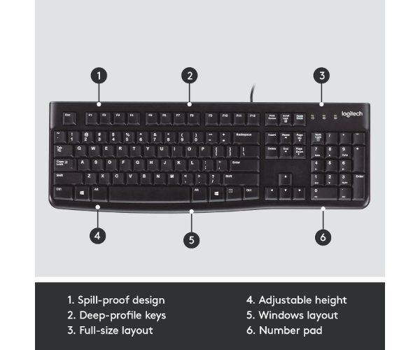 מקלדת לוגיטק חוטית עברית אנגלית LOGITECH K120