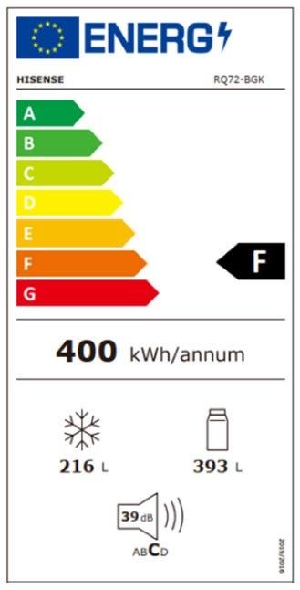 מקרר 4 דלתות Hisense מקפיא תחתון בנפח 609 ליטר נטו דגם RQ72-BGK בצבע זכוכית שחורה