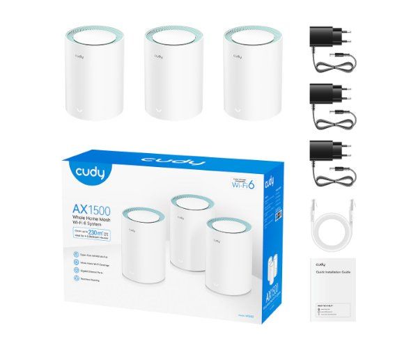 מגביר טווח Cudy M1500 AX1500 MESH WIFI6 System 3 pack