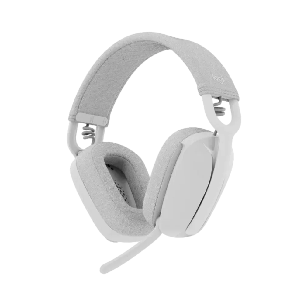אוזניות אלחוטיות Logitech Zone Vibe 100 – Bluetooth 5.2 בטווח עד 30 מטר – דרייברים 40 מ"מ – עד 20 שעות האזנה – משקל 185 גרם – צבע לבן