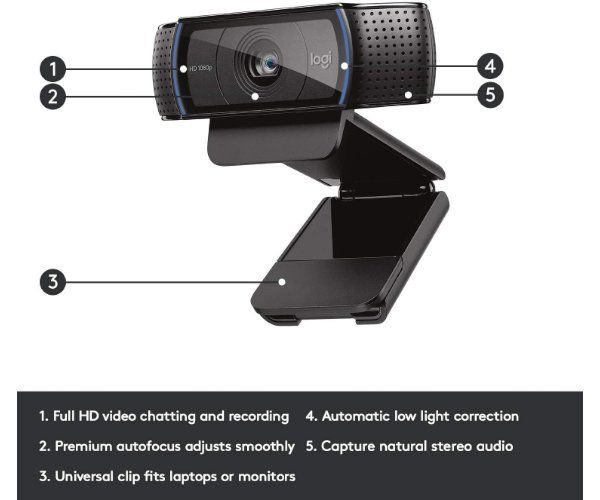 מצלמת אינטרנט Logitech C920 1080p HD Pro Webcam With Mic