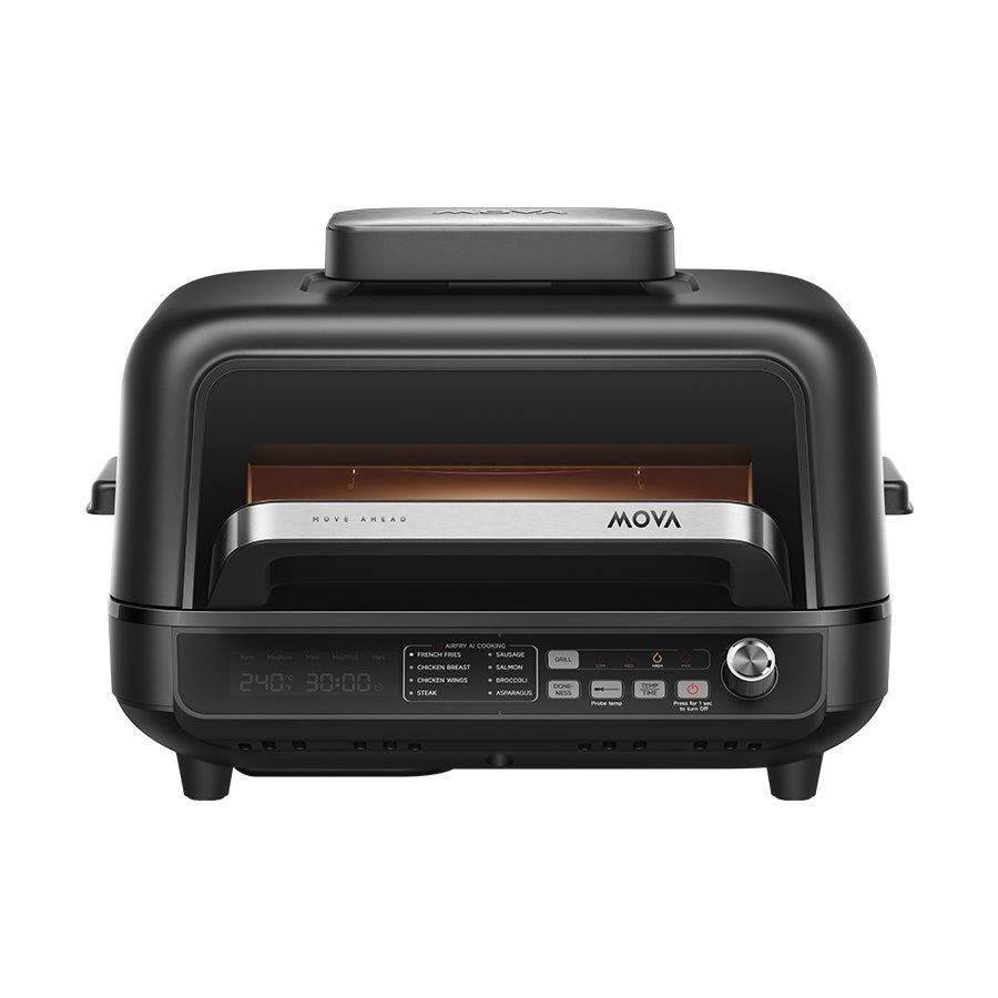 מכשיר בישול חכם Mova Grill IG20 – גריל, פלנצ'ה, תנור אפייה ואיירפריי – 8 תוכניות בישול – קיבולת 6.5 ליטר + ערכת אביזרים