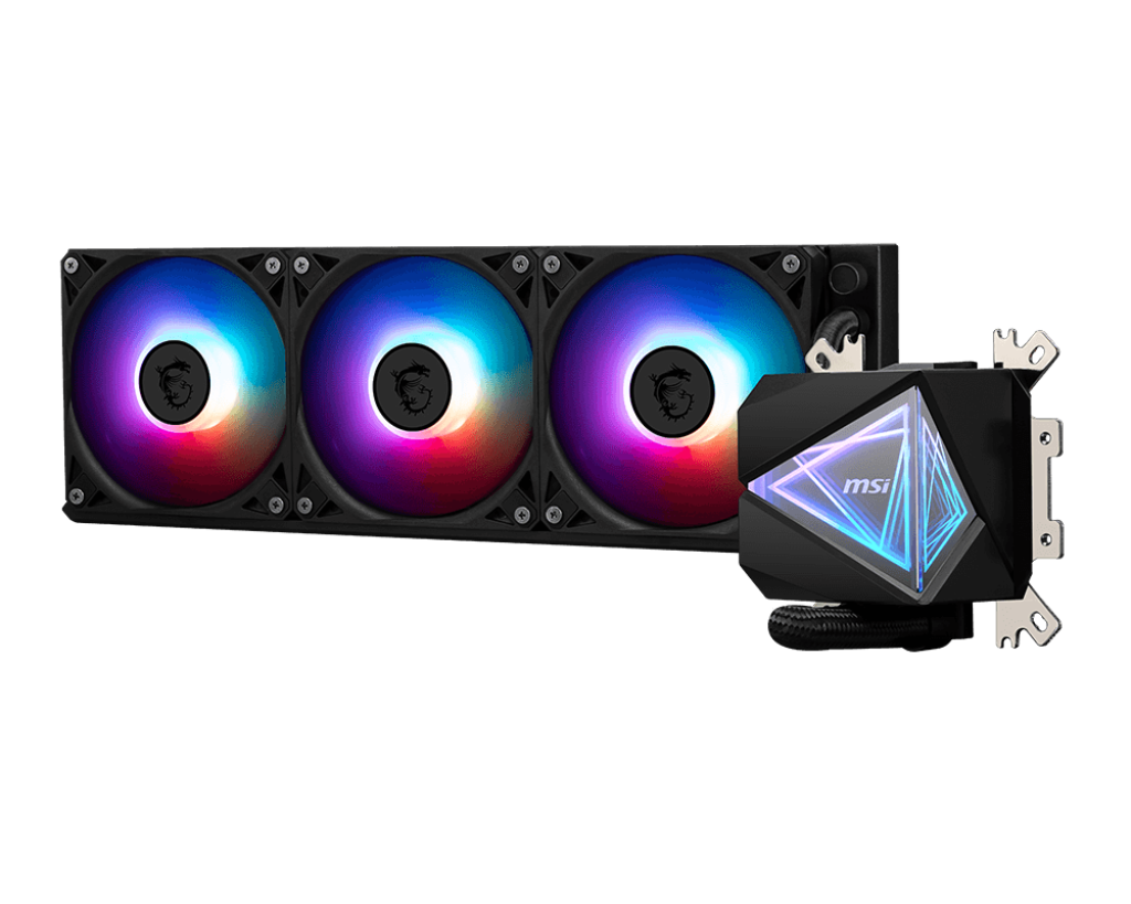 קירור נוזלי MSI MAG CORELIQUID I360 360mm ARGB למעבדים Intel ו-AMD, מהירות משאבה 3400 RPM, תומך בעדכוני 1700/AM5, באחריות יבואן רשמי 3 שנים