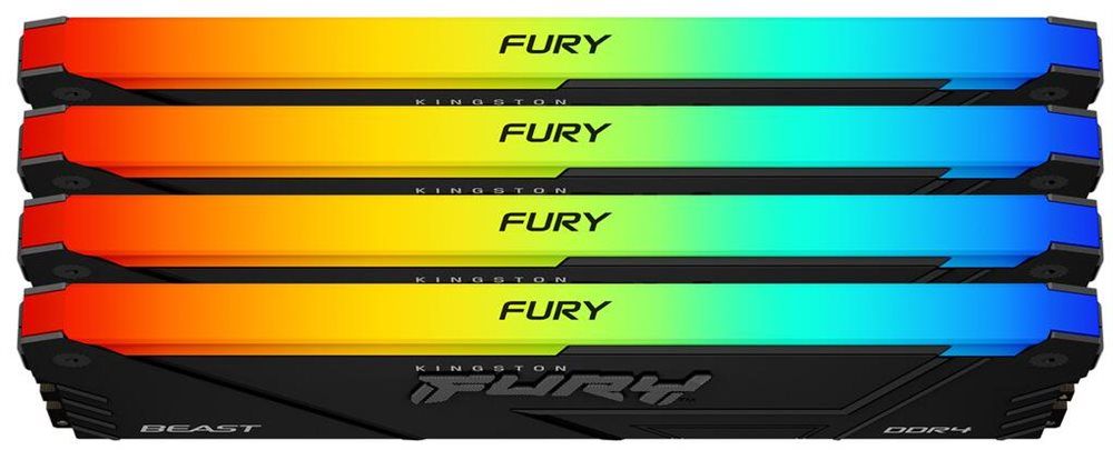 זיכרון Kingston FURY Beast RGB 128GB (4x32GB) DDR4 3200MHz CL16