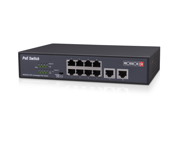מתג Provision 8PORT POE Switch 10 100 incl 2 Uplink