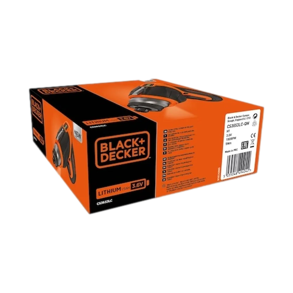 מברג עם סוללת ליתיום-יון 3.6V דגם CS3653LC-GB מבית BLACK+DECKER