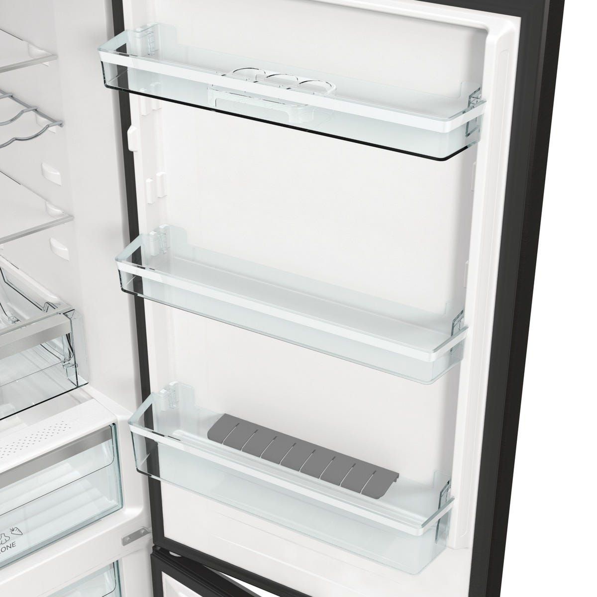 מקרר 2 דלתות gorenje  מקפיא תחתון 329 ליטר בגימור שחור מטאלי דגם NRK619EABXL4