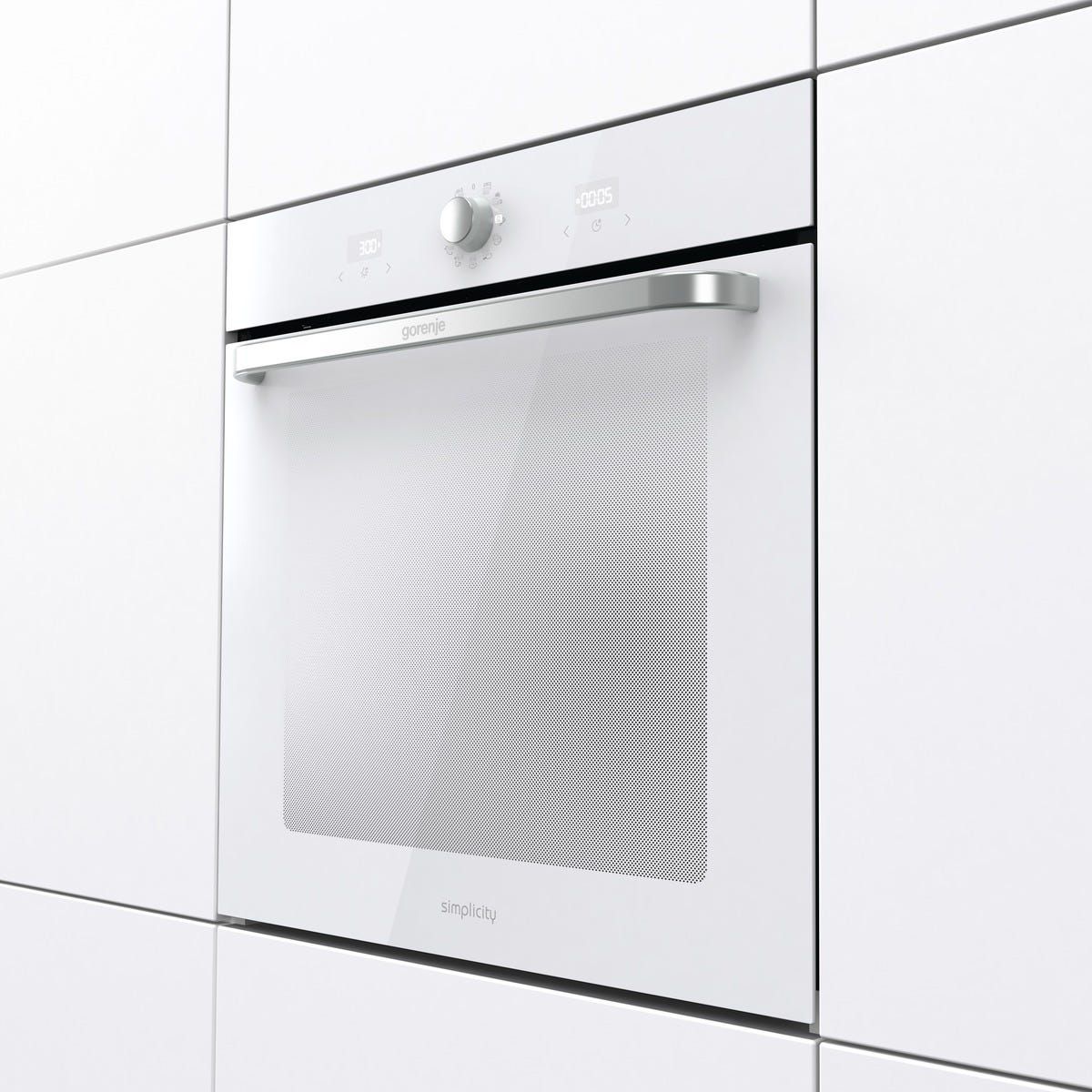 תנור בנוי gorenje בגימור זכוכית לבנה 77 ליטר דגם BOS6737SYW