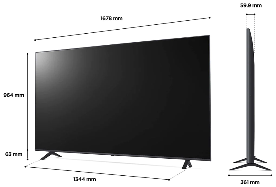 טלוויזיה 75 חכמה LG UHD ברזולוציית 4K דגם: 75UQ80006LD