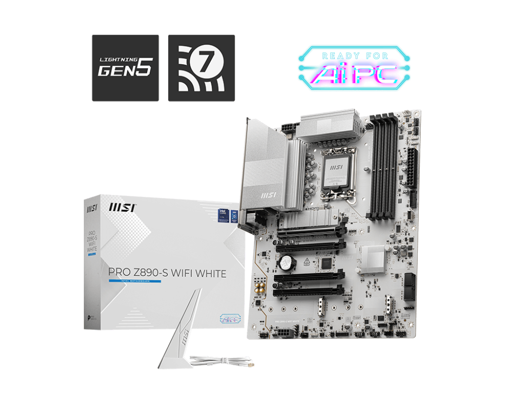 לוח אם MSI PRO Z890-S WIFI – ערכת שבבים Z890 – WiFi מובנה – לבן