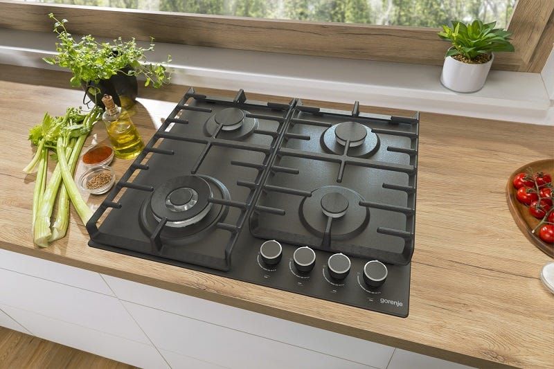 כיריים גז gorenje משטח אמייל שחור 60 סמ דגם GW67IL
