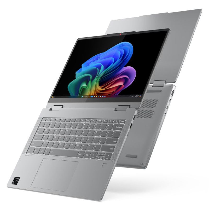 מחשב נייד Lenovo IdeaPad 5 2-in-1 14Q8X9 – מסך מגע 14" WUXGA OLED – מעבד Snapdragon X Plus X1P-42-100 – זיכרון 16GB – אחסון 1TB SSD – Windows 11 Pro – Luna Grey