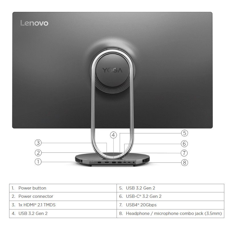 מחשב All-in-One Lenovo Yoga 9 – מסך 31.5" UHD IPS 495 ניט – מעבד Intel Core i9-13900H – זיכרון 32GB – אחסון 1TB SSD – מ.גרפי Intel Iris Xe – Windows 11 – Storm Grey