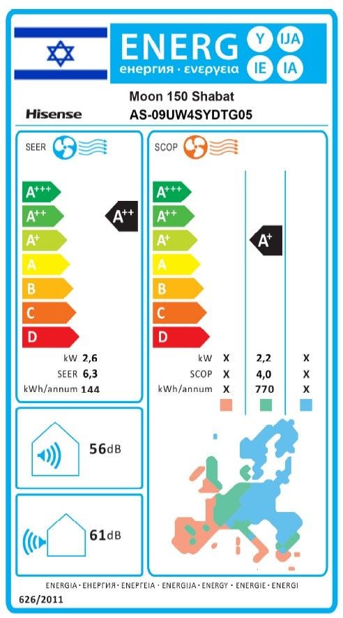 מזגן עילי Hisense Inverter Moon 150 Shabat