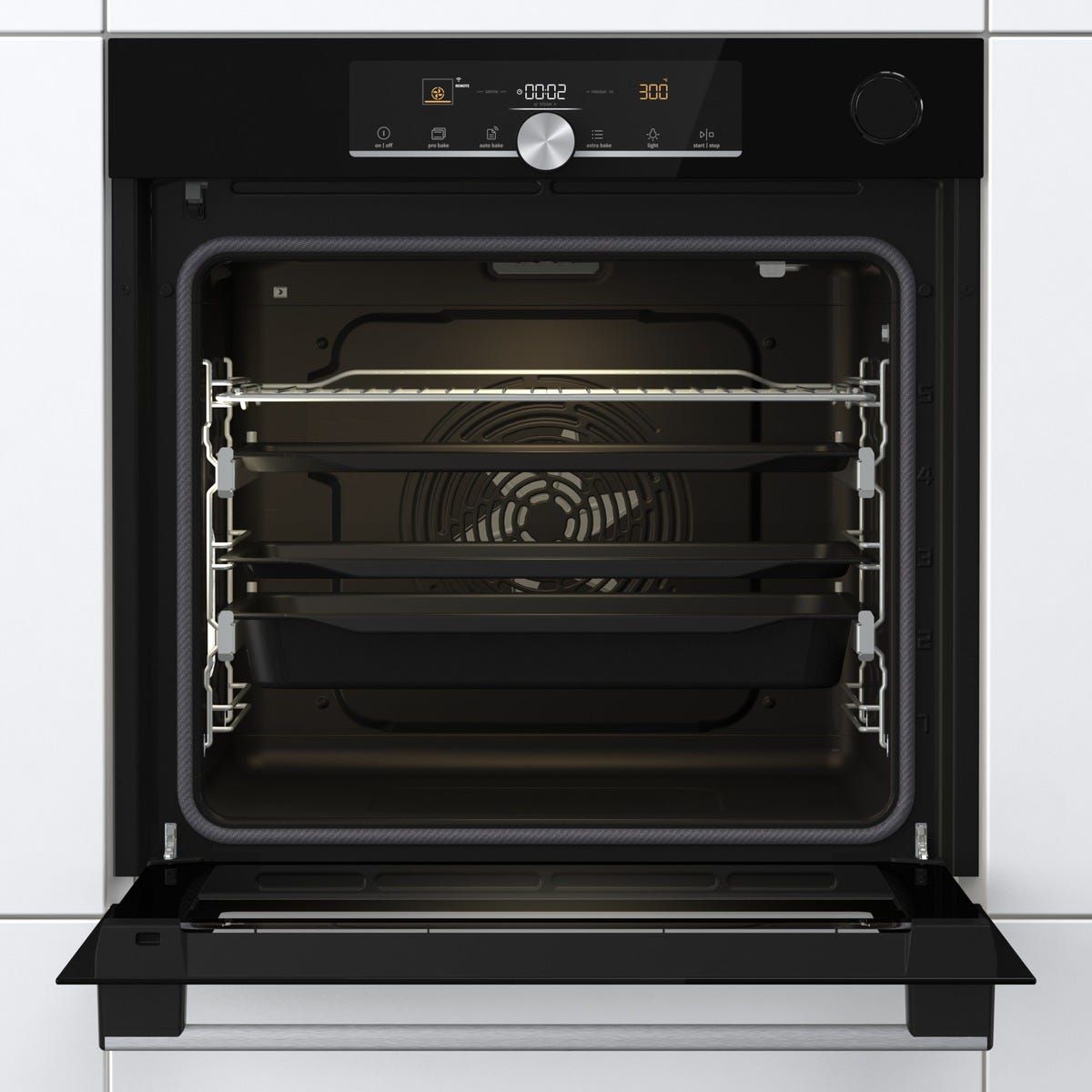תנור בנוי פירוליטי gorenje בגימור זכוכית שחורה דגם BPSAX6747A08BG