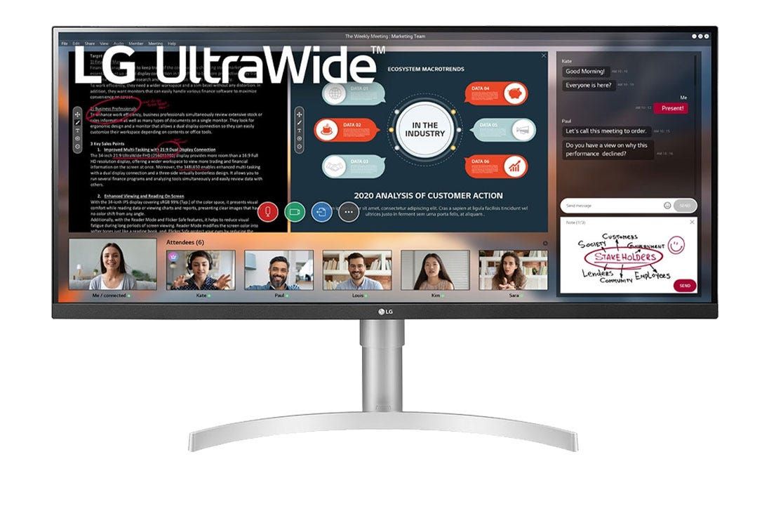 מסך מחשב ''34 FHD IPS תוצרת LG דגם: 34WN650-W