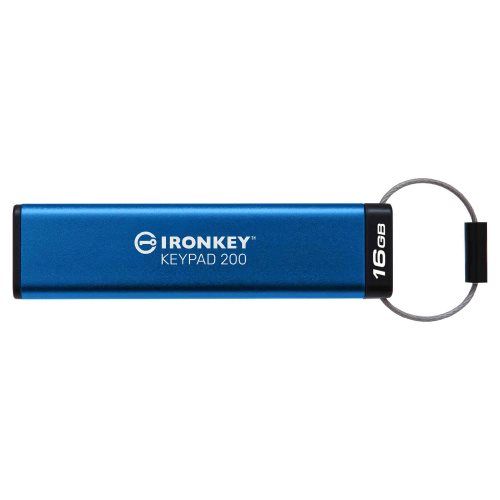 דיסק און קי מוצפן Kingston IronKey Keypad 200 בנפח 16GB עם מקלדת PIN, הצפנת AES-256 בתקן FIPS 140-3 Level 3