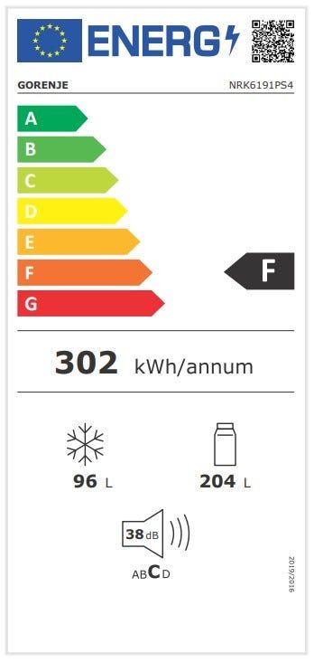 מקרר 2 דלתות gorenje  מקפיא תחתון 363 ליטר בגימור נירוסטה דגם NRK6191PS4