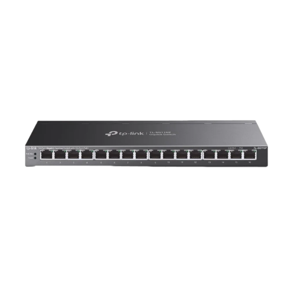 מתג רשת שולחני GIGA 16 פורטים POE+ 120W באחריות יבואן רשמי