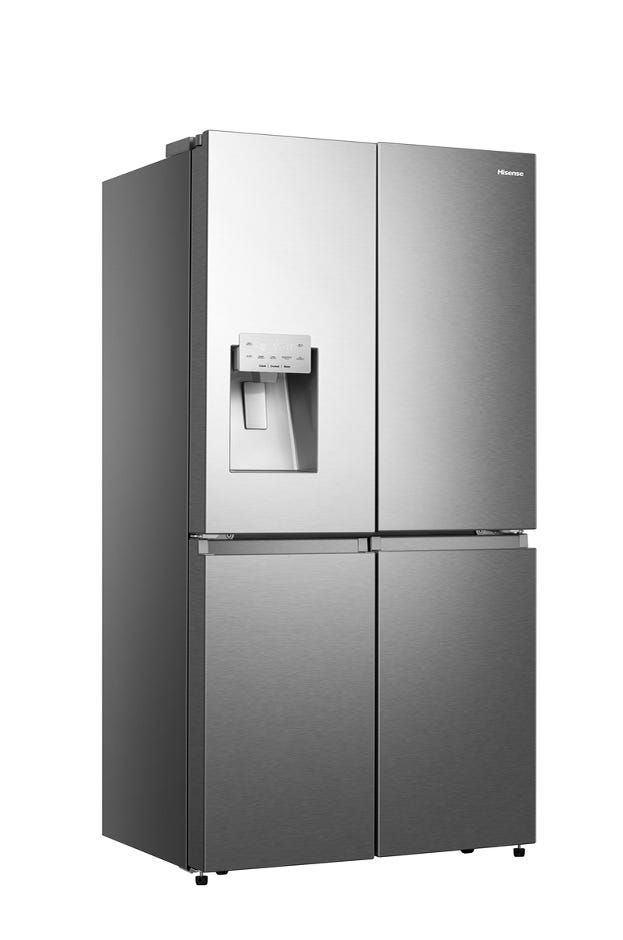 מקרר Hisense ארבע דלתות עם בר חיצוני בנפח 584 ליטר נטו דגם RQ760N4SASE בצבע נירוסטה