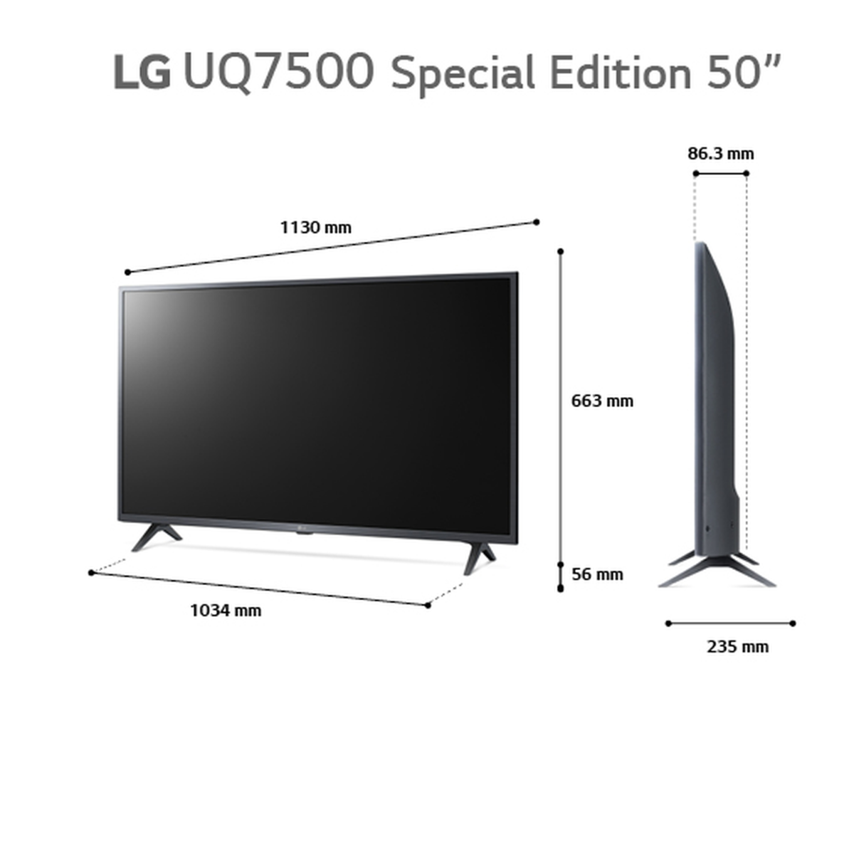 טלוויזיה 50 חכמה LG UHD ברזולוציית 4K דגם: 50UQ75006LG