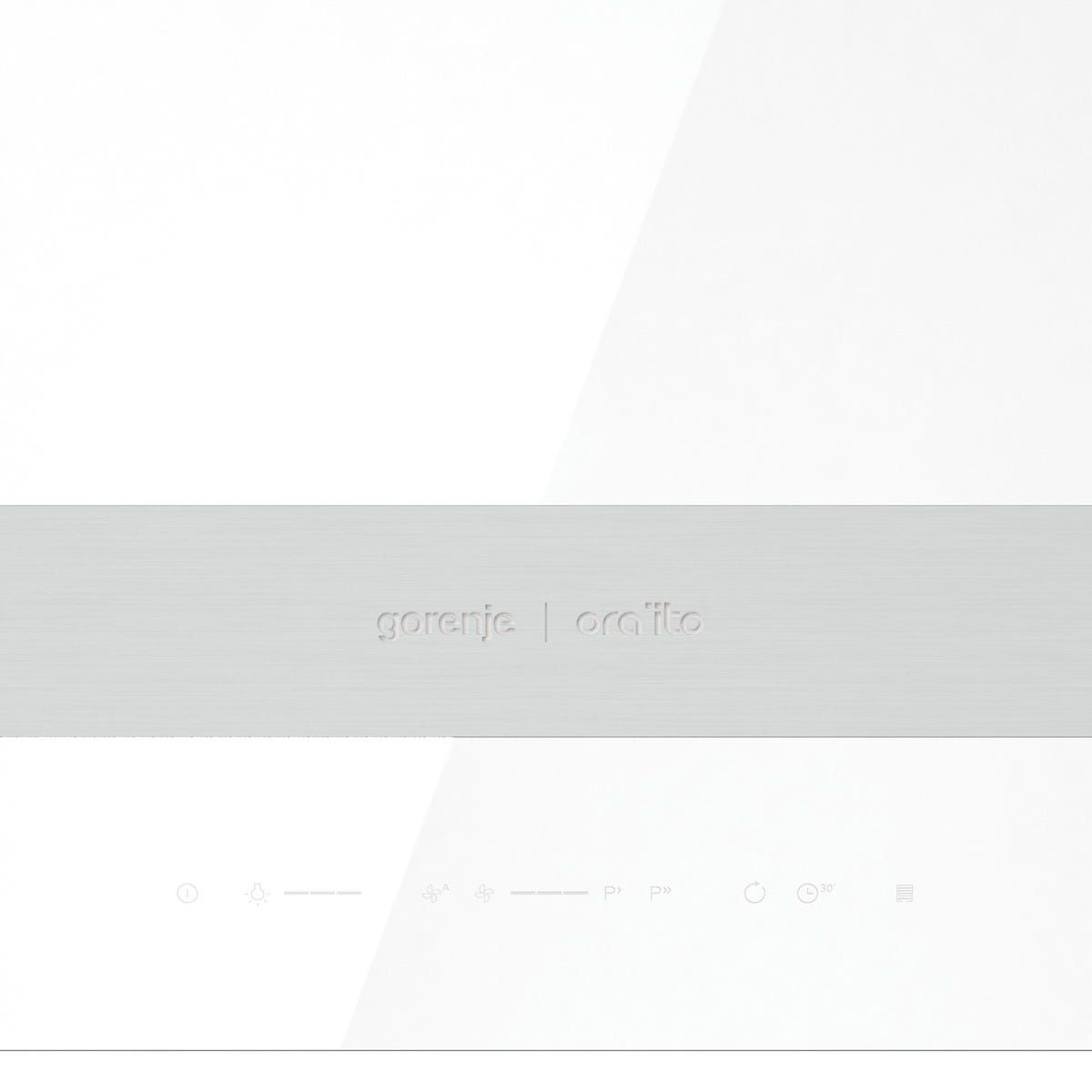 קולט אדים צמוד קיר gorenje זכוכית לבנה משולבת נירוסטה דגם WHI643ORAW