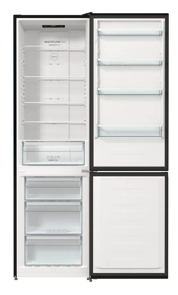 מקרר 2 דלתות gorenje מקפיא תחתון 330 ליטר נירוסטה שחורה דגם NRK6202EBXL4
