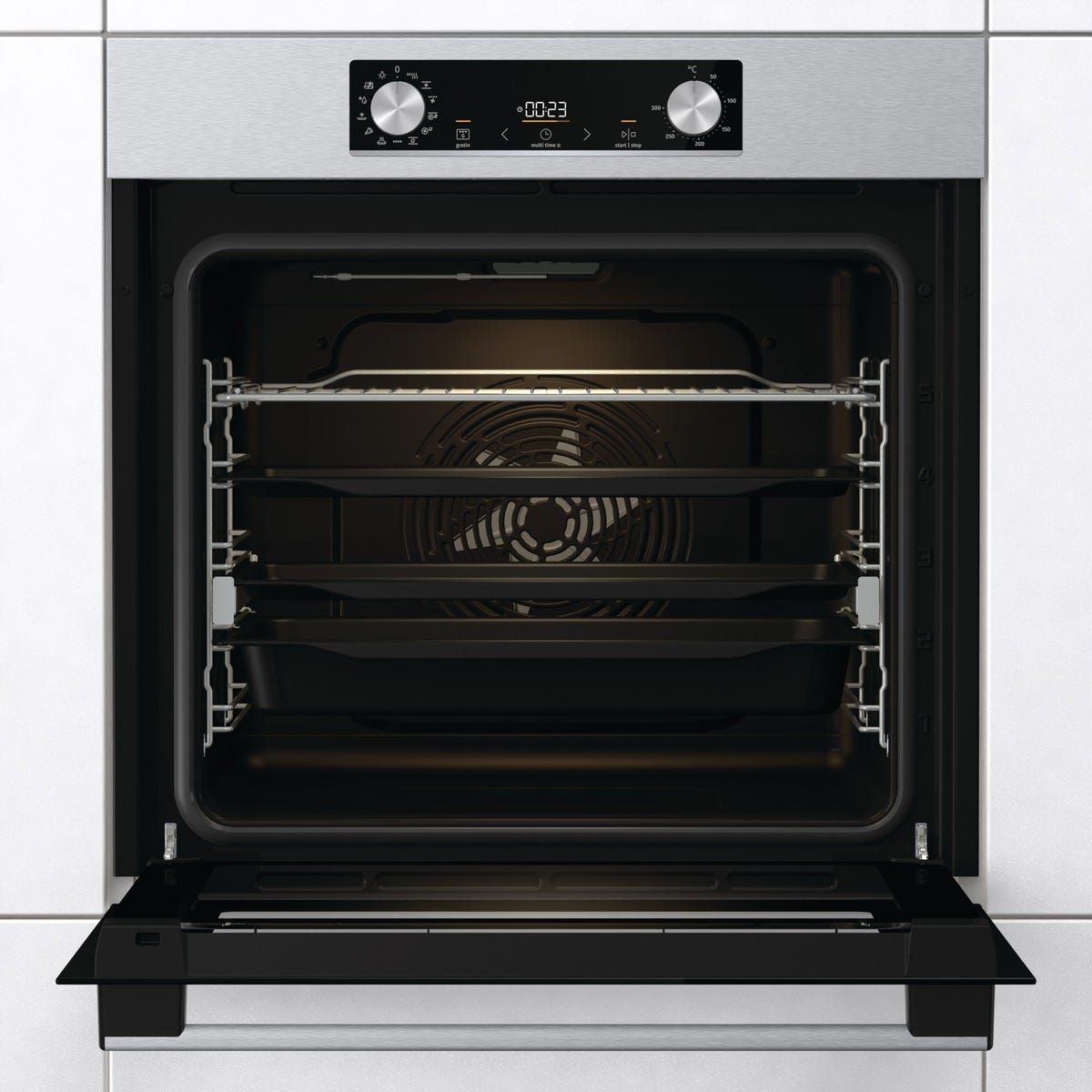 תנור בנוי gorenje פירוליטי בגימור נירוסטה בנפח 77 ליטר  דגם BOS6737E13X