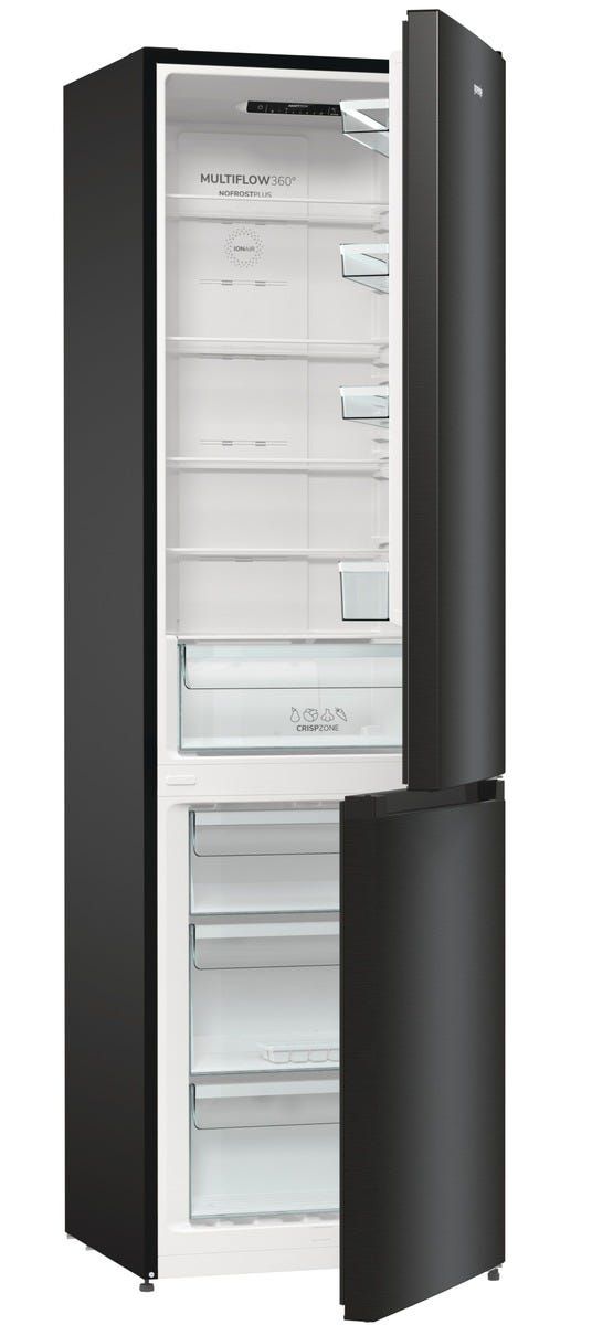 מקרר 2 דלתות gorenje מקפיא תחתון 330 ליטר נירוסטה שחורה דגם NRK6202EBXL4