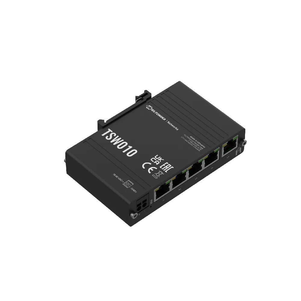 מתג תעשייתי TELTONIKA TSW010 5 פורטים 10/100Mbps Plug and Play באחריות יבואן רשמי