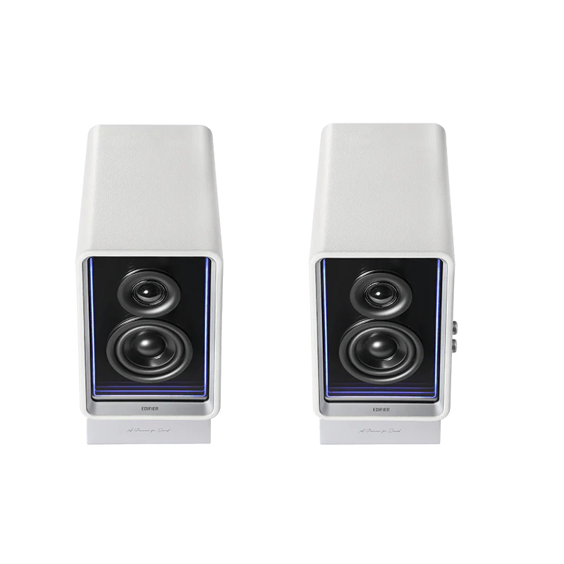 רמקולי מוניטור אקטיביים Edifier QR65 – הספק טווח גבוה 15W×2 וטווח נמוך 20W×2 – תגובת תדר 55Hz-40kHz – חיבורי Bluetooth, USB-A ו-RCA – כולל מטען GaN 65W – צבע לבן