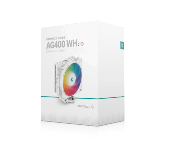 מאוורר קירור למעבד DeepCool AG400 – קירור אוויר – מאוורר 120 מ"מ – TDP עד 220W – גובה 150 מ"מ – תואם AM4/AM5 ו-LGA 115X/1200/1700/1851 – צבע לבן
