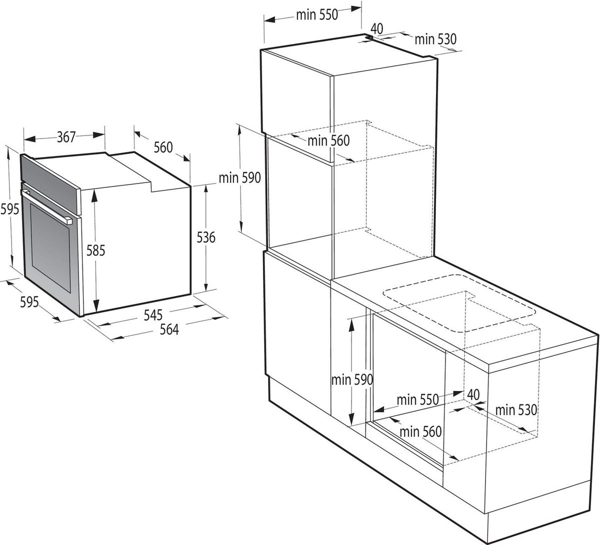תנור בנוי gorenje בגימור שחור דגם BOS8737SYB