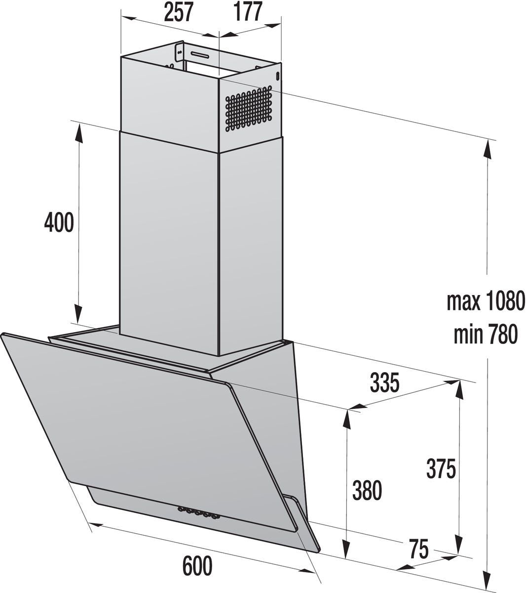 קולט אדים ורטיקלי gorenje בצבע שחור דגם WHI629EB