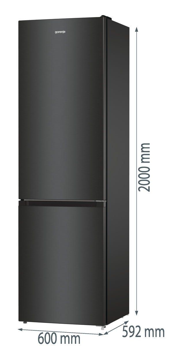 מקרר 2 דלתות gorenje מקפיא תחתון 330 ליטר נירוסטה שחורה דגם NRK6202EBXL4