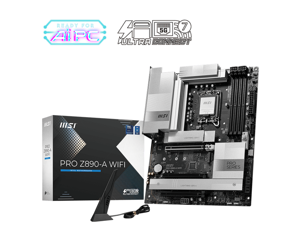 לוח אם MSI PRO Z890-A WIFI – ערכת שבבים Z890 – תושבת LGA 1851 – זיכרון DDR5 עד 256GB ב-4 חריצים – Wi-Fi 7 – 4 חריצי M.2