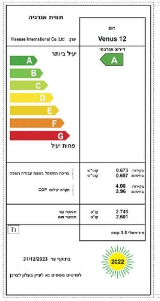 מזגן עילי Hisense דגם Venus 12