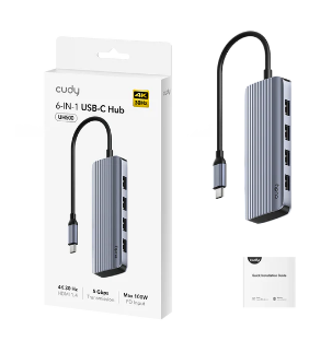CUDY 6-IN-1 USB-C Hub 4K HDMI UH500