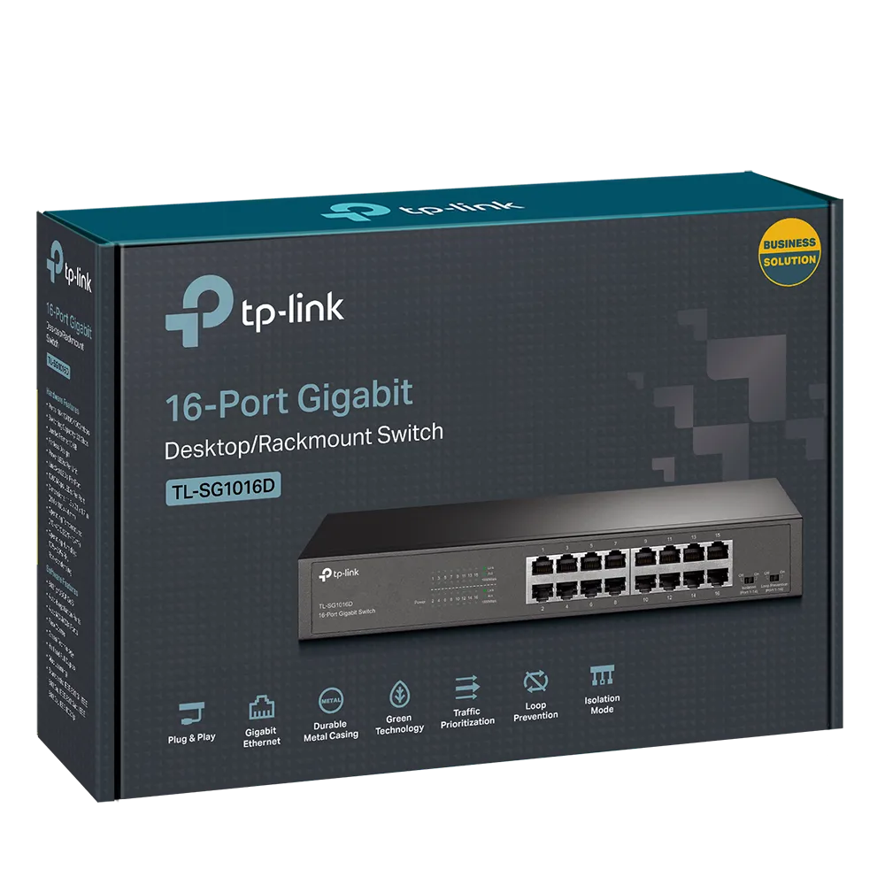 מתג שולחני TP-Link TL-SG116 16 פורטים Gigabit 1Gbps באחריות יבואן רשמי