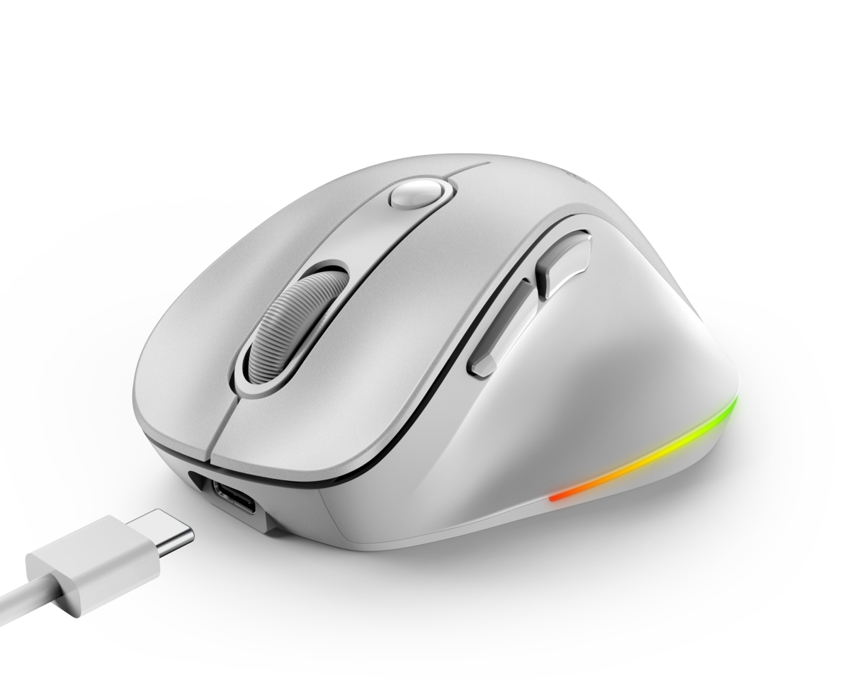 עכבר אלחוטי ארגונומי Genius Ergo 9000S PRO – Bluetooth + 2.4GHz – 2400 DPI – לבן פנינה