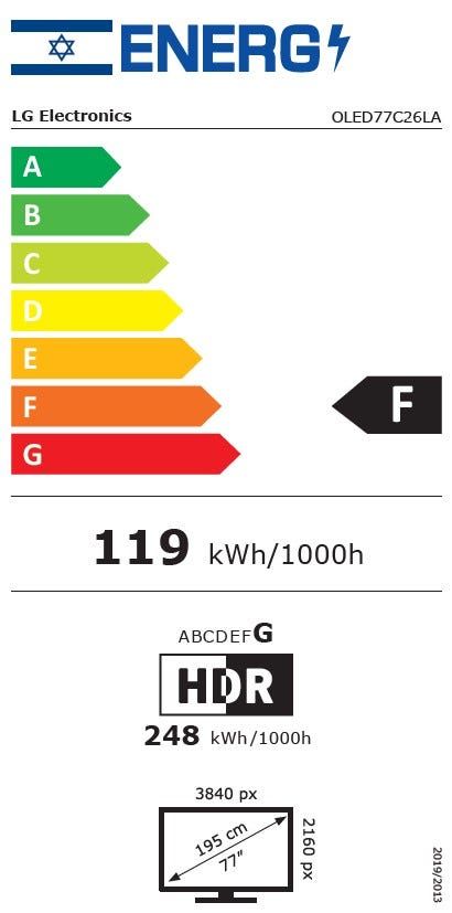 טלוויזיה 77 חכמה LG OLED evo ברזולוציית 4K דגם: OLED77C26LA
