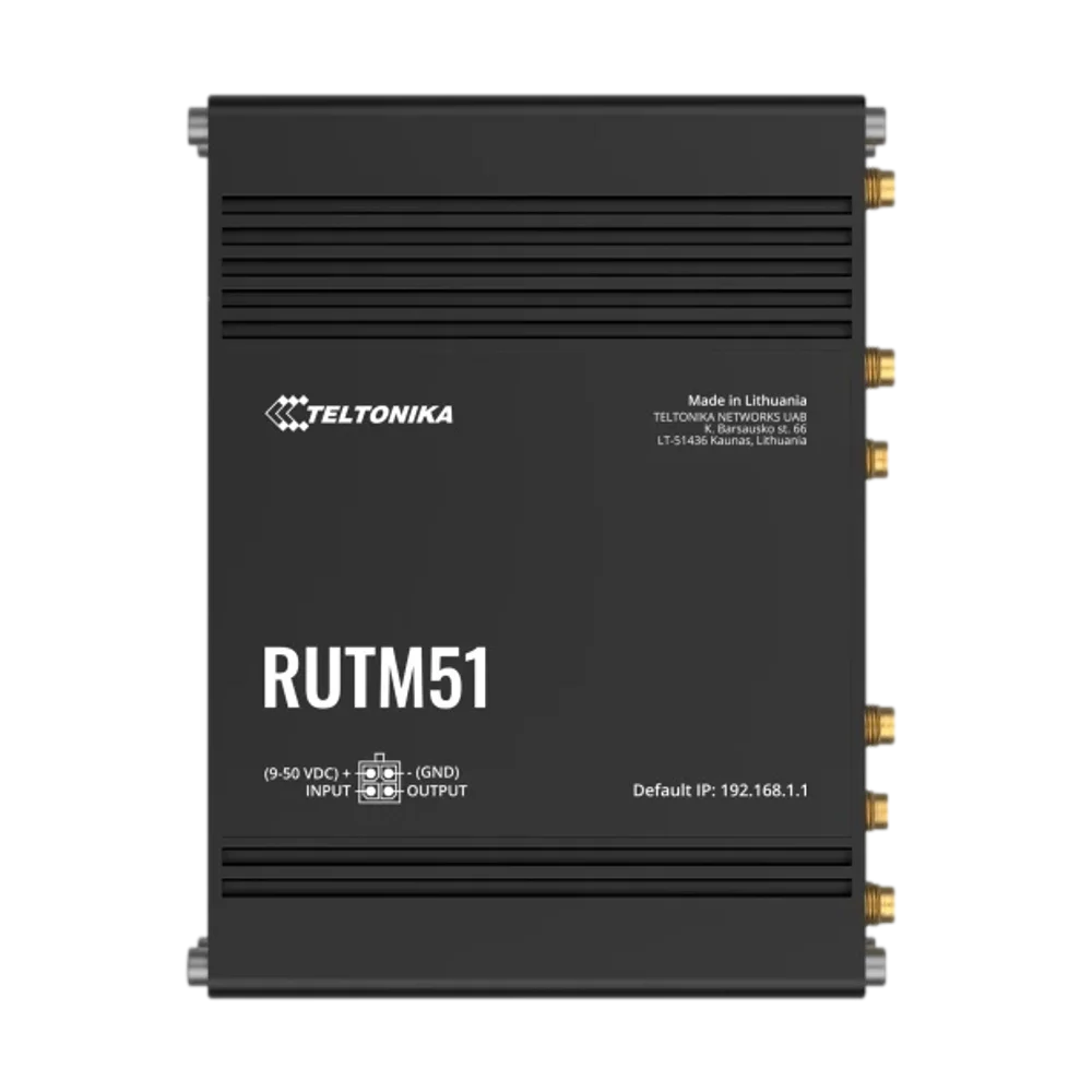 נתב סלולרי תעשייתי Teltonika RUTM51 – 5G NR עד 2Gbps – Wi-Fi 5 Dual Band – 5 יציאות Gigabit Ethernet – שני כרטיסי SIM – GNSS מובנה