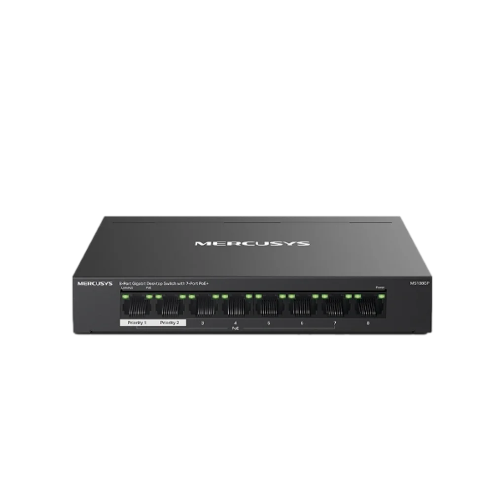 מתג רשת 8 פורטים POE גיגה MIR MS108GP מהירות 1000Mbps באחריות יבואן רשמי